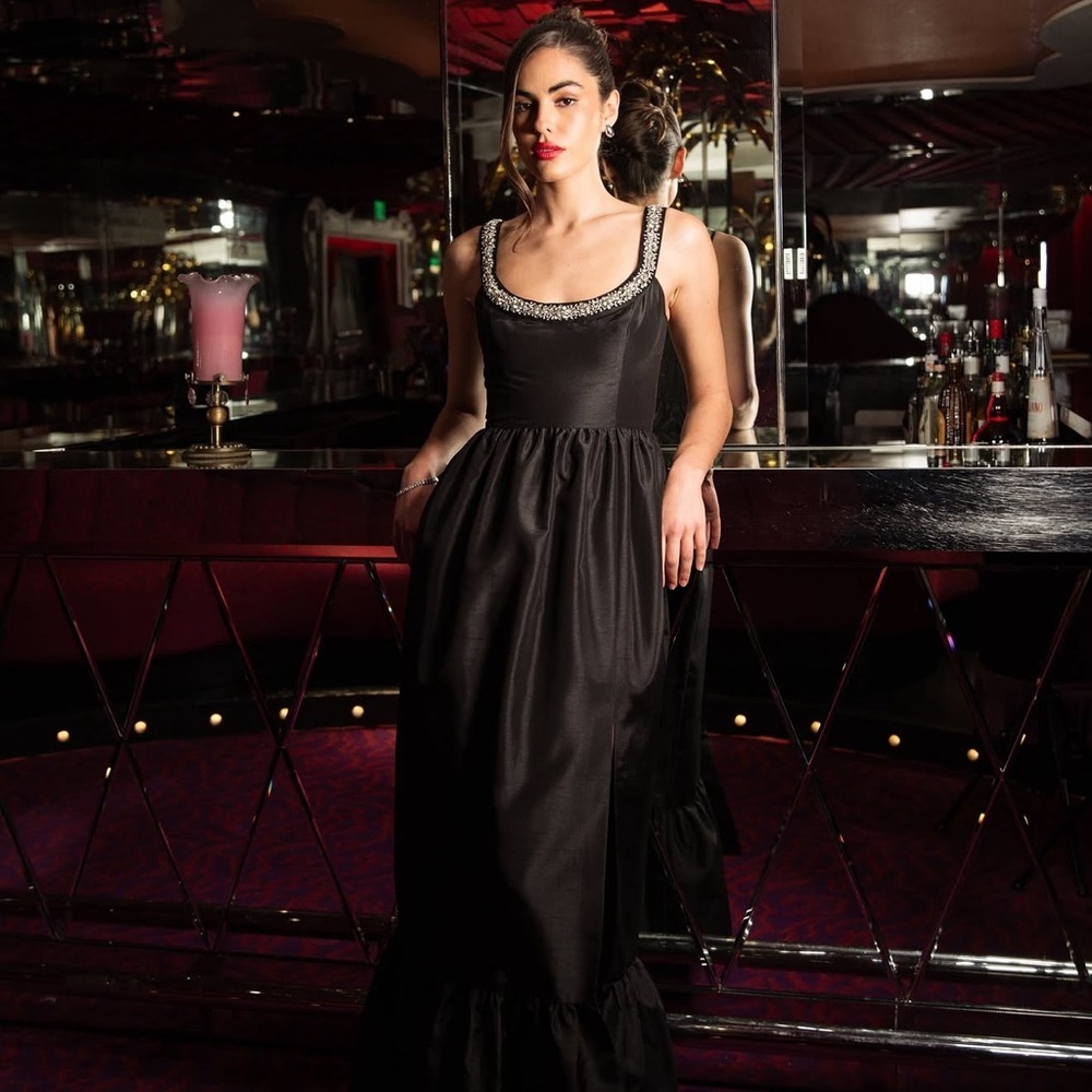 Hutch Ericha Crystal Embellished Satin Gown Size 8